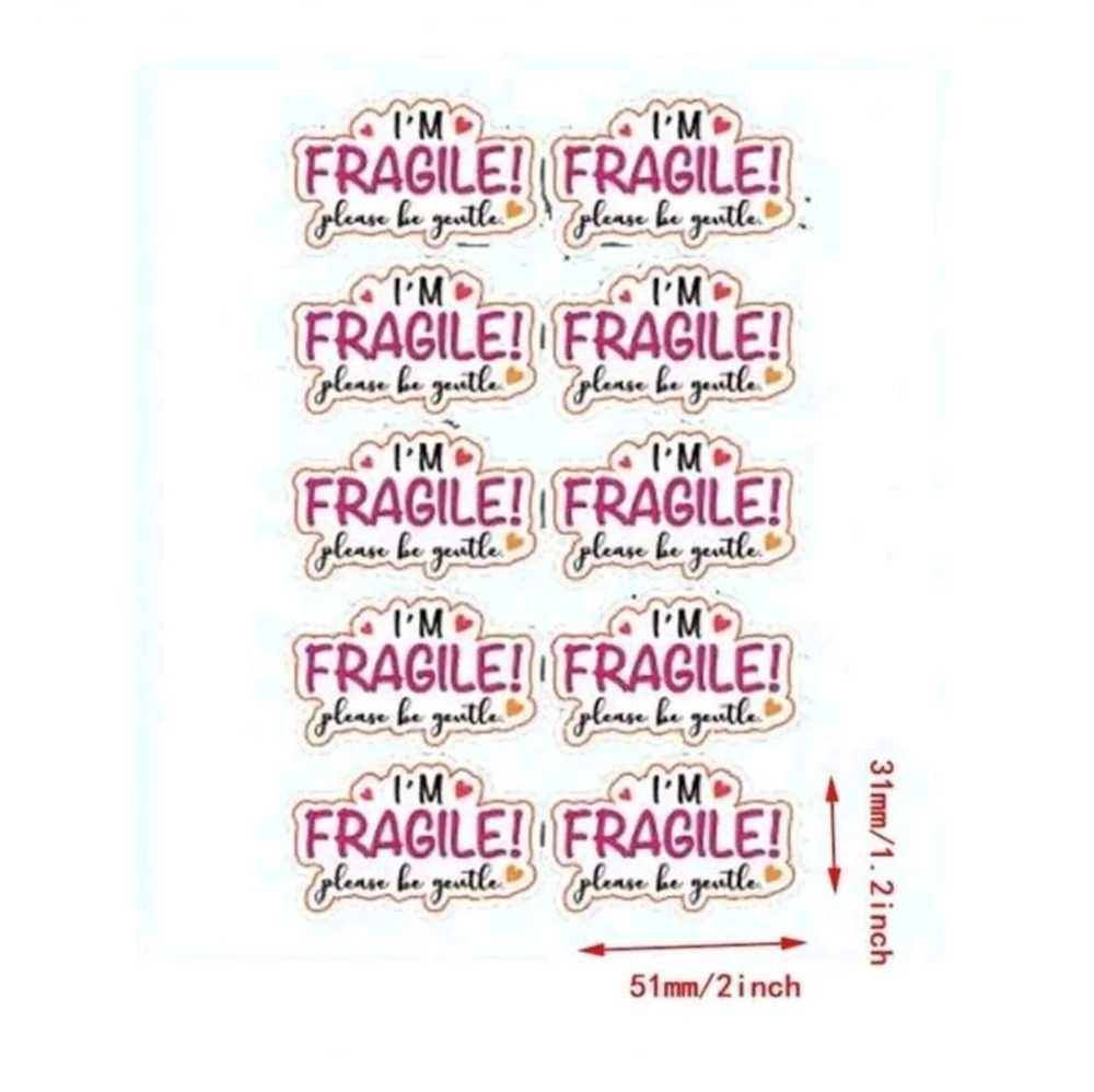 50pcs I'm Fragile Please Be Gentle Fragile Stickers 2inch Stickers